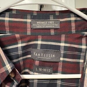 Van Heusen Men's Plaid Shirt - Burgundy and Navy